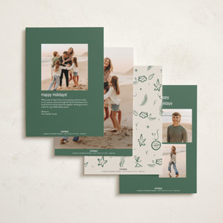 This is a pine holiday photo cards with standard by Ani Somi called happy little holidays printing on recycled smooth signature in standard