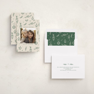 This is a pine holiday photo cards with standard by Ani Somi called happy little holidays printing on recycled smooth signature in standard