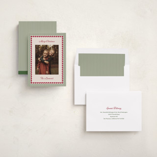 This is a holiday holiday photo cards with standard by Kelly Schmidt called vintage border printing on recycled smooth signature in standard