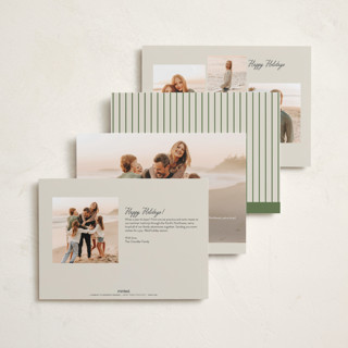 This is a salmon holiday photo cards with standard by Ellen Schlegelmilch called script & stripes printing on recycled smooth signature in standard