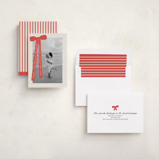 This is a cherry holiday photo cards with standard by Pati Cascino called robin printing on recycled smooth signature in standard
