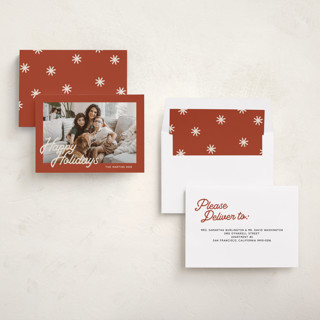 This is a rust holiday photo cards with standard by Ani Somi called retro writing printing on recycled smooth signature in standard