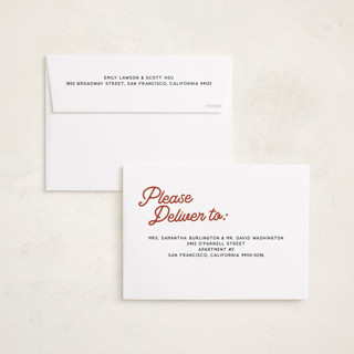 This is a rust holiday photo cards with standard by Ani Somi called retro writing printing on recycled smooth signature in standard