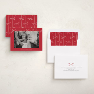 This is a cranberry holiday photo cards with standard by Ani Somi called happy days printing on signature in standard