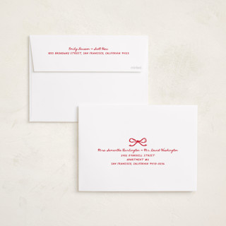 This is a candied apple holiday photo cards with standard by Kelly Watkins called mini bow printing on recycled smooth signature in standard