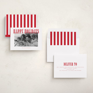 This is a candy cane holiday photo cards with standard by Wildfield Paper Co called happy holidays! printing on recycled smooth signature in standard