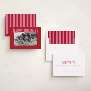 This is a ribbon candy holiday photo cards with standard by Wildfield Paper Co called happy holidays! printing on recycled smooth signature in standard