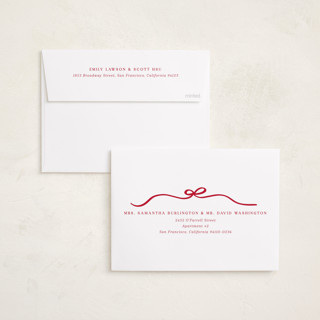 This is a cardinal holiday photo cards with standard by Kaydi Bishop called bow tied printing on recycled smooth signature in standard