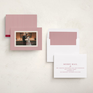 This is a cranberry holiday photo cards with standard by Kristie Kern called the prep printing on recycled smooth signature in standard