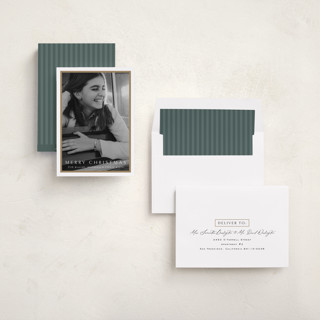 This is a cotton holiday photo cards with standard by Amy Kross called winds printing on recycled smooth signature in standard