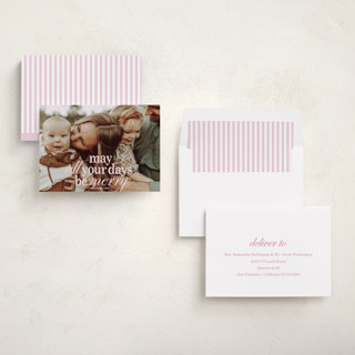 This is a winter rose holiday photo cards with standard by Baumbirdy called all merry days printing on recycled smooth signature in standard