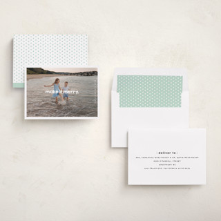 This is a snow holiday photo cards with standard by Snow and Ivy called frolicsome printing on recycled smooth signature in standard