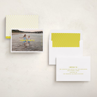 This is a sunshine holiday photo cards with standard by Snow and Ivy called frolicsome printing on recycled smooth signature in standard