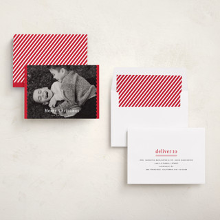 This is a holly holiday photo cards with standard by Sara Hicks Malone called ric-rac trim printing on recycled smooth signature in standard
