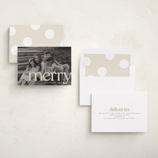 This is a cream holiday photo cards with standard by Ellen Schlegelmilch called cropped printing on recycled smooth signature in standard