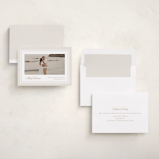 This is a tinsel holiday photo cards with standard by Kelly Schmidt called striped elegance printing on recycled smooth signature in standard