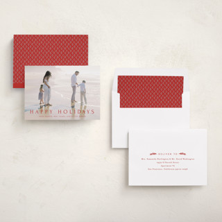 This is a poinsettia holiday photo cards with standard by Amy Kross called vast printing on recycled smooth signature in standard
