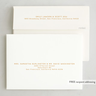 This is a gold ring holiday photo cards with standard by Kristen Magee called scripty christmas printing on recycled smooth signature in standard