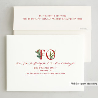 This is a gumdrop holiday photo cards with standard by Paper Raven Co. called merry little trio printing on recycled smooth signature in standard