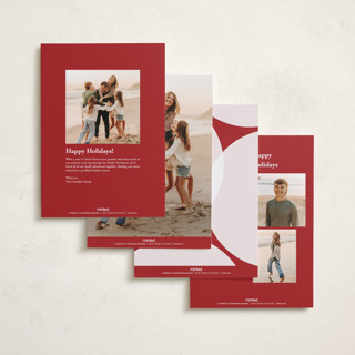 This is a berry holiday photo cards with standard by Brianne Larsen called round overlap printing on recycled smooth signature in standard