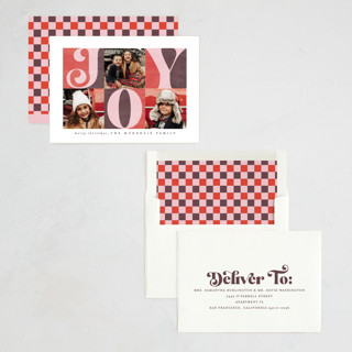 This is a sugar plum holiday photo cards with standard by Brooke Chandler called tripled joy printing on recycled smooth signature in standard