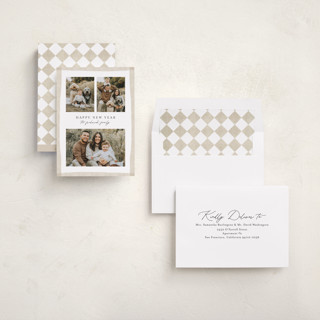 This is a wool holiday photo cards with standard by Jackie Crawford called watercolor border frame printing on recycled smooth signature in standard