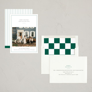 This is a pine holiday photo cards with standard by Jennifer Lew called classic home printing on recycled smooth signature in standard