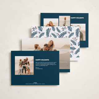 This is a navy holiday photo cards with standard by Erica Krystek called unfiltered joy printing on recycled smooth signature in standard