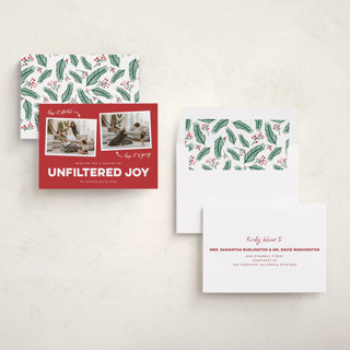 This is a pomegranate holiday photo cards with standard by Erica Krystek called unfiltered joy printing on recycled smooth signature in standard