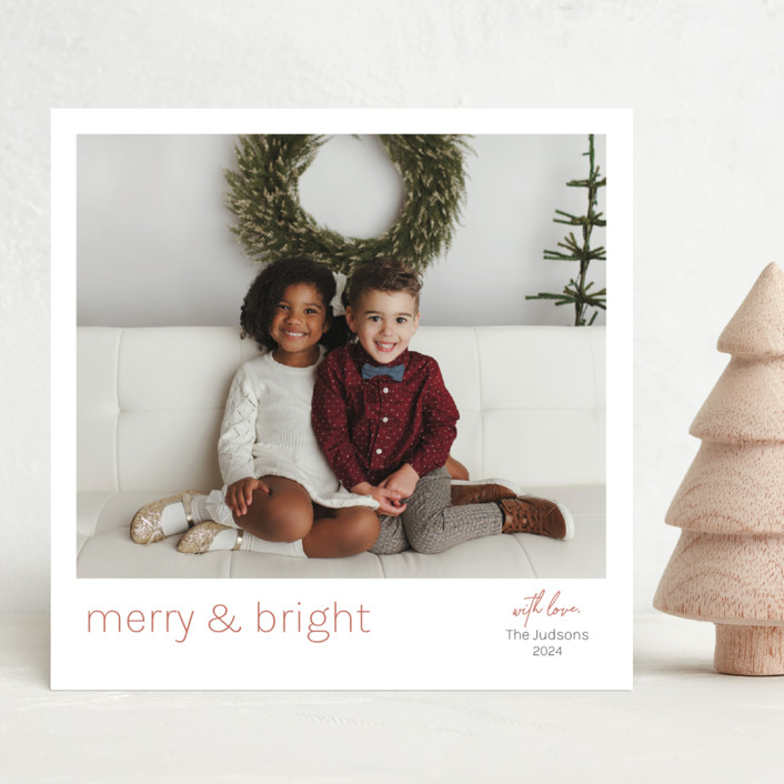 "Minimalist Merry & Bright" - Holiday Photo Cards in Umber by Mackenzie Clarken.