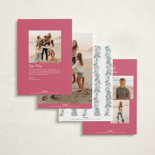 This is a winter rose holiday photo cards with standard by frau brandt called soft garland printing on recycled smooth signature in standard