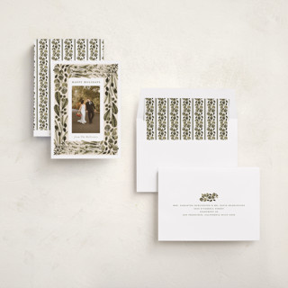 This is a olive holiday photo cards with standard by Meagan Christensen called abundance printing on recycled smooth signature in standard