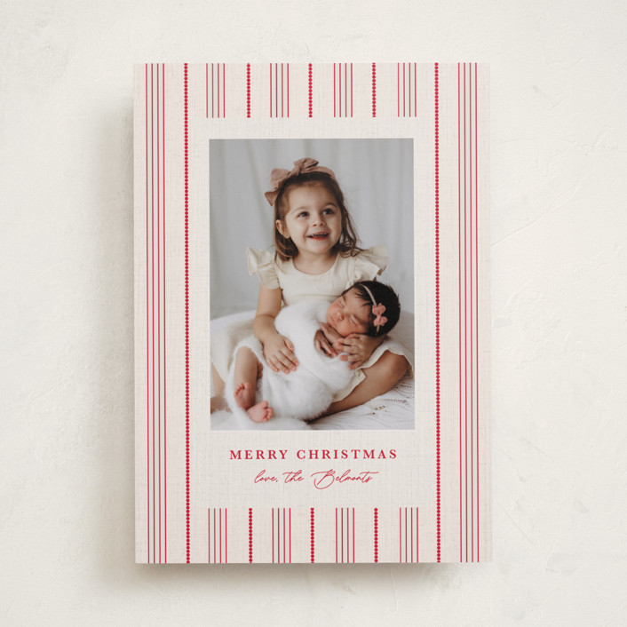 "classic weave" - Preppy Holiday Photo Cards in Berry by Kanika Mathur.