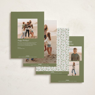 This is a holly holiday photo cards with standard by Everett Paper Goods called boughs of pine printing on recycled smooth signature in standard
