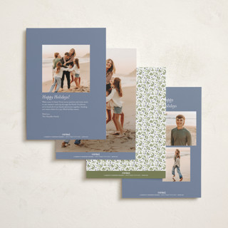 This is a blue spruce holiday photo cards with standard by Everett Paper Goods called boughs of pine printing on recycled smooth signature in standard