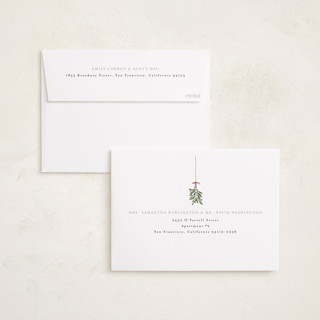This is a tinsel holiday photo cards with standard by Randi Cirelli called married and merry printing on recycled smooth signature in standard