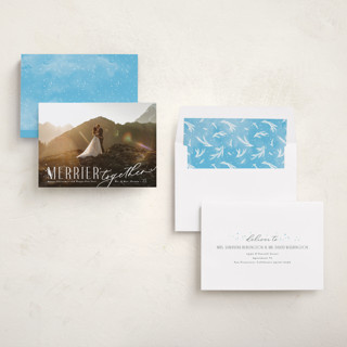 This is a frost holiday photo cards with standard by Anastasia Makarova called so merrier together printing on recycled smooth signature in standard