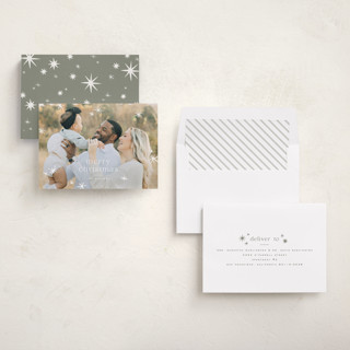 This is a snow holiday photo cards with standard by Wildfield Paper Co called twinkle! printing on recycled smooth signature in standard