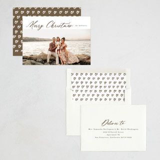 This is a fawn holiday photo cards with standard by Up Up Creative called scrollwork printing on recycled smooth signature in standard