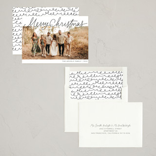 This is a snow holiday photo cards with standard by Angie Gubler Design called scripted christmas printing on recycled smooth signature in standard