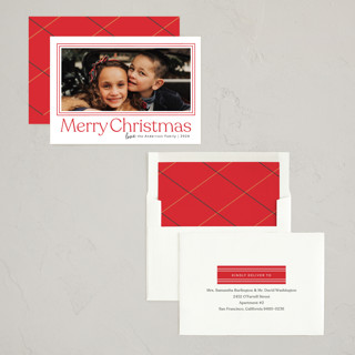 This is a berry holiday photo cards with standard by Ellis called classic berry printing on recycled smooth signature in standard