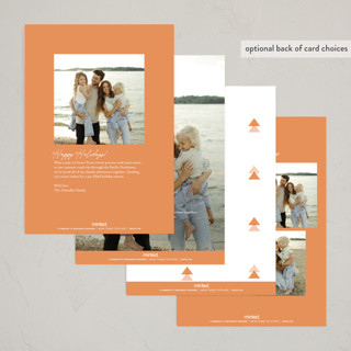 This is a tangerine holiday photo cards with standard by Jackie Crawford called quill pen five printing on recycled smooth signature in standard