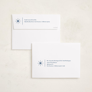 This is a blue spruce holiday photo cards with standard by Kate Ross called modern minimalist printing on recycled smooth signature in standard