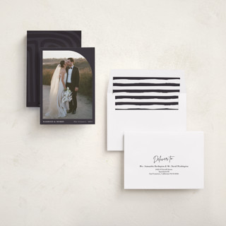This is a charcoal holiday photo cards with standard by Oma N. Ramkhelawan called arched simplicity printing on recycled smooth signature in standard