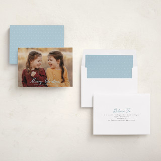 This is a frost holiday photo cards with standard by Ashley Iwafuchi called winter greetings printing on recycled smooth signature in standard