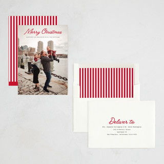 This is a rouge holiday photo cards with standard by Sara Hicks Malone called christmas classic printing on recycled smooth signature in standard