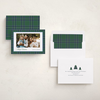This is a evergreen holiday photo cards with standard by Cindy Reynolds called navy baby printing on recycled smooth signature in standard