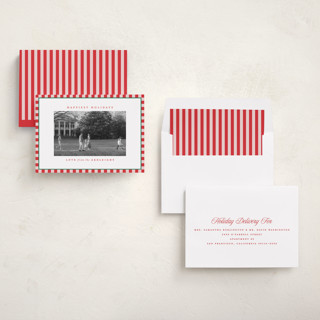 This is a santa suit holiday photo cards with standard by Kristie Kern called the charleston printing on recycled smooth signature in standard