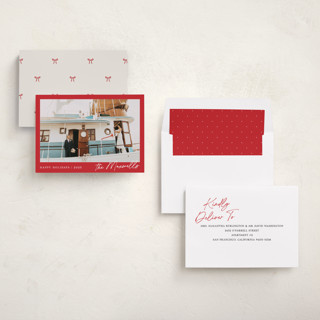 This is a santa holiday photo cards with standard by Jackie Crawford called scripted penmanship frame printing on recycled smooth signature in standard