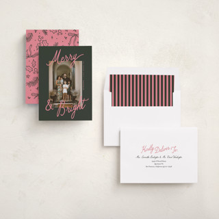 This is a mistletoe holiday photo cards with standard by Pixel and Hank called jottings printing on recycled smooth signature in standard